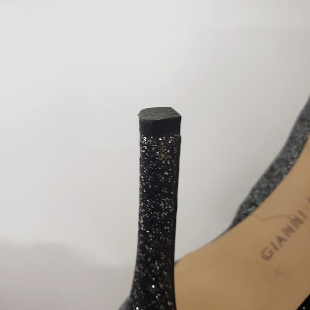 Gianni Bini Black Glitter Pointed-Toe Mule Heels